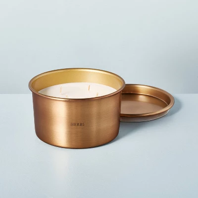 Lidded Metal Herbs 4-Wick Jar Candle Brass Finish 20oz - Hearth & Hand™ with Magnolia Lidded Metal Herbs 4-Wick Jar Candle Brass Finish 20oz - Hearth & Hand™ With Magnolia -Hearth and Hand With Magnolia Store GUEST 00a6b3cf 56f3 4605 9cf6 e67655e08bbb