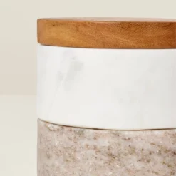 3pc Marble Stacking Salt & Pepper Cellar White/Warm Gray - Hearth & Hand™ With Magnolia -Hearth and Hand With Magnolia Store GUEST 1511b512 a04d 4638 8b56 b59f269aa4b2