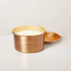 Lidded Metal Willow 4-Wick Jar Candle Brass Finish 20oz - Hearth & Hand™ With Magnolia -Hearth and Hand With Magnolia Store GUEST 1cdfe0d7 4252 4460 a0c6 baa048e35a6c