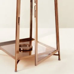 Raised Metal & Glass Pillar Candle Lantern Copper - Hearth & Hand™ With Magnolia -Hearth and Hand With Magnolia Store GUEST 387cd88b 3e75 4c64 8f3b dd1153cd38c8