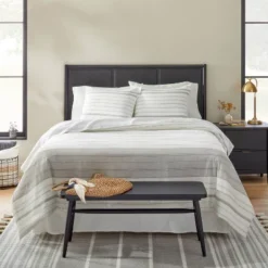 Alternating Pinstripe Duvet & Sham Set Gray/Cream - Hearth & Hand™ With Magnolia -Hearth and Hand With Magnolia Store GUEST 40f44a97 3e84 4de5 8627 270194ca37dc