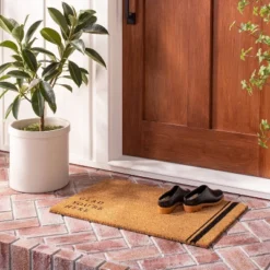 Glad You're Here Coir Doormat Tan/Black - Hearth & Hand⢠With Magnolia