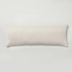 16"x42" Slub Center Stripe Oversized Lumbar Bed Pillow - Hearth & Hand™ With Magnolia -Hearth and Hand With Magnolia Store GUEST 59c94da2 2910 417b 9717 22b1103abb33