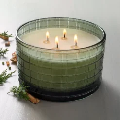 Textured Glass Fireside Spruce Jar Christmas Candle Green 24oz - Hearth & Hand™ With Magnolia