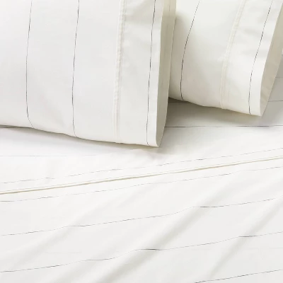 Cotton Percale Thin Stripe Sheet Set Sour Cream/Railroad Gray - Hearth & Hand™ with Magnolia Cotton Percale Thin Stripe Sheet Set Sour Cream/Railroad Gray - Hearth & Hand™ With Magnolia -Hearth and Hand With Magnolia Store GUEST 6b3e4cda 653d 446c 9ba0 a19e1a52f176