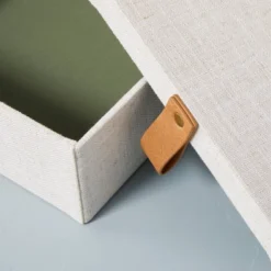 Fabric Storage Box With Faux Leather Accent Cream - Hearth & Hand™ With Magnolia -Hearth and Hand With Magnolia Store GUEST 70070d36 5cf8 479b 84a5 202e1b7fc72b