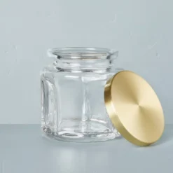 Sculpted Glass Canister Clear/Brass - Hearth & Hand™ With Magnolia -Hearth and Hand With Magnolia Store GUEST 71f281b6 258a 4b80 b1af 9a6bc3fbbc8f