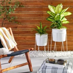 Powder-Coated Metal Planter White - Hearth & Hand™ With Magnolia
