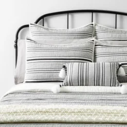 Textured Stripe Pillow Sham Dark Gray/Cream - Hearth & Hand With Magnolia 4 Textured Stripe Pillow Sham Dark Gray/Cream - Hearth & Hand With Magnolia -Hearth and Hand With Magnolia Store GUEST a0f8fe96 7ab4 46c3 ad09 b2250acbb400