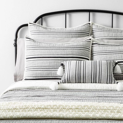 Textured Stripe Pillow Sham Dark Gray/Cream - Hearth & Hand with Magnolia Textured Stripe Pillow Sham Dark Gray/Cream - Hearth & Hand With Magnolia -Hearth and Hand With Magnolia Store GUEST a0f8fe96 7ab4 46c3 ad09 b2250acbb400