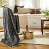 Chipped Stripe Woven Throw Blanket Dark Gray/Cream/Almond - Hearth & Hand™ With Magnolia -Hearth and Hand With Magnolia Store GUEST a47d5f8d 3155 4759 9130 296ca2564ab4