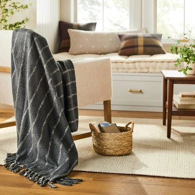 Chipped Stripe Woven Throw Blanket Dark Gray/Cream/Almond - Hearth & Hand™ with Magnolia Chipped Stripe Woven Throw Blanket Dark Gray/Cream/Almond - Hearth & Hand™ With Magnolia -Hearth and Hand With Magnolia Store GUEST a47d5f8d 3155 4759 9130 296ca2564ab4