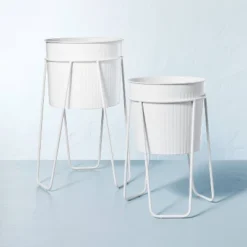 Powder-Coated Metal Planter White - Hearth & Hand™ With Magnolia -Hearth and Hand With Magnolia Store GUEST a76d978f dc8a 425b b1df a4a260c6b670