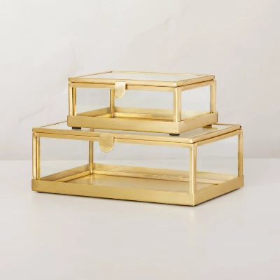 4"x6" Metal & Glass Trinket Box Brass Finish - Hearth & Hand™ with Magnolia 4"x6" Metal & Glass Trinket Box Brass Finish - Hearth & Hand™ With Magnolia -Hearth and Hand With Magnolia Store GUEST d56716aa cb6b 4e15 9ba5 8207236bb514