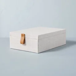 Fabric Storage Box With Faux Leather Accent Cream - Hearth & Hand™ With Magnolia -Hearth and Hand With Magnolia Store GUEST ed623318 37de 4971 9730 7d4d8260fa32