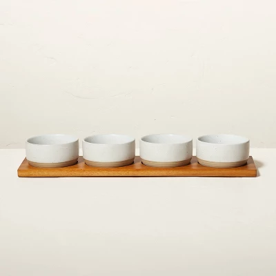 Wood Paddle with 4 Speckled Stoneware Bowls - Hearth & Hand™ with Magnolia Wood Paddle With 4 Speckled Stoneware Bowls - Hearth & Hand™ With Magnolia -Hearth and Hand With Magnolia Store GUEST ef2e0053 16c2 49b9 a772 9e5f79dbb035